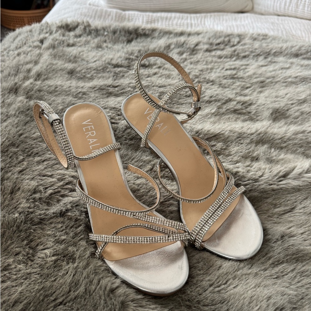 Verali Rhinestone Silver Strappy Women's Heels